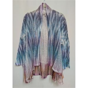 NEW Jess & Jane Tie Dye Open Knit Open Front Kimono Cardigan Size Large